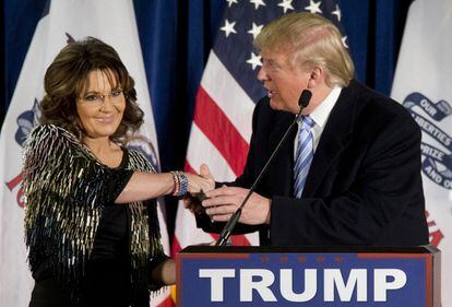 Palin e Trump, em encontro na última terça em Iowa.