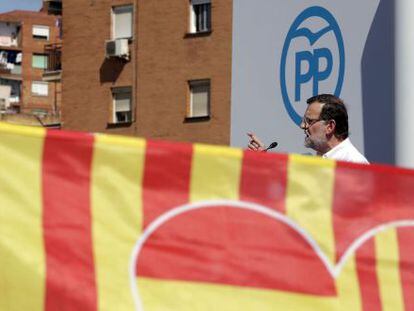O presidente do Governo Espanhol, Mariano Rajoy, no domingo anterior à eleição na Catalunha.