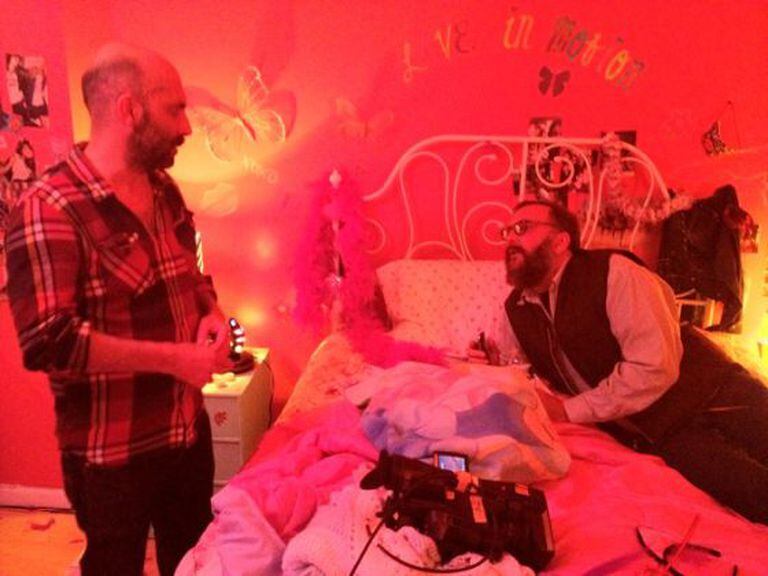 Gaspar Noé nas gravações de 'Love', produzido por Rodrigo Teixeira.