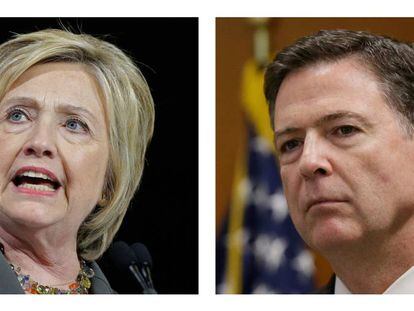 Hillary Clinton e o diretor do FBI, James Comey.