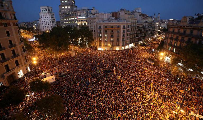 Protesto no centro de Barcelona contra o Governo espanhol