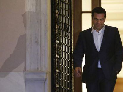 O primeiro-ministro grego, Alexis Tsipras, depois de anunciar o referendo.