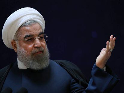 O presidente do Irã, Hassan Rouhani, num discurso em Teerã.