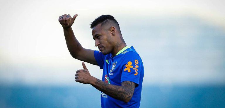 Neymar, em um treino da seleção Sub-23.