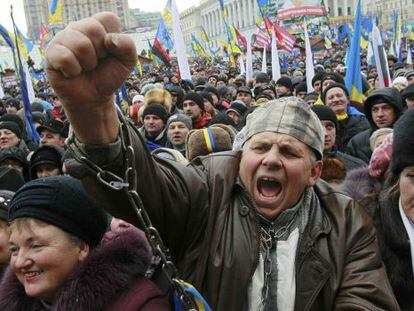 Manifestação de oposição em Kiev.