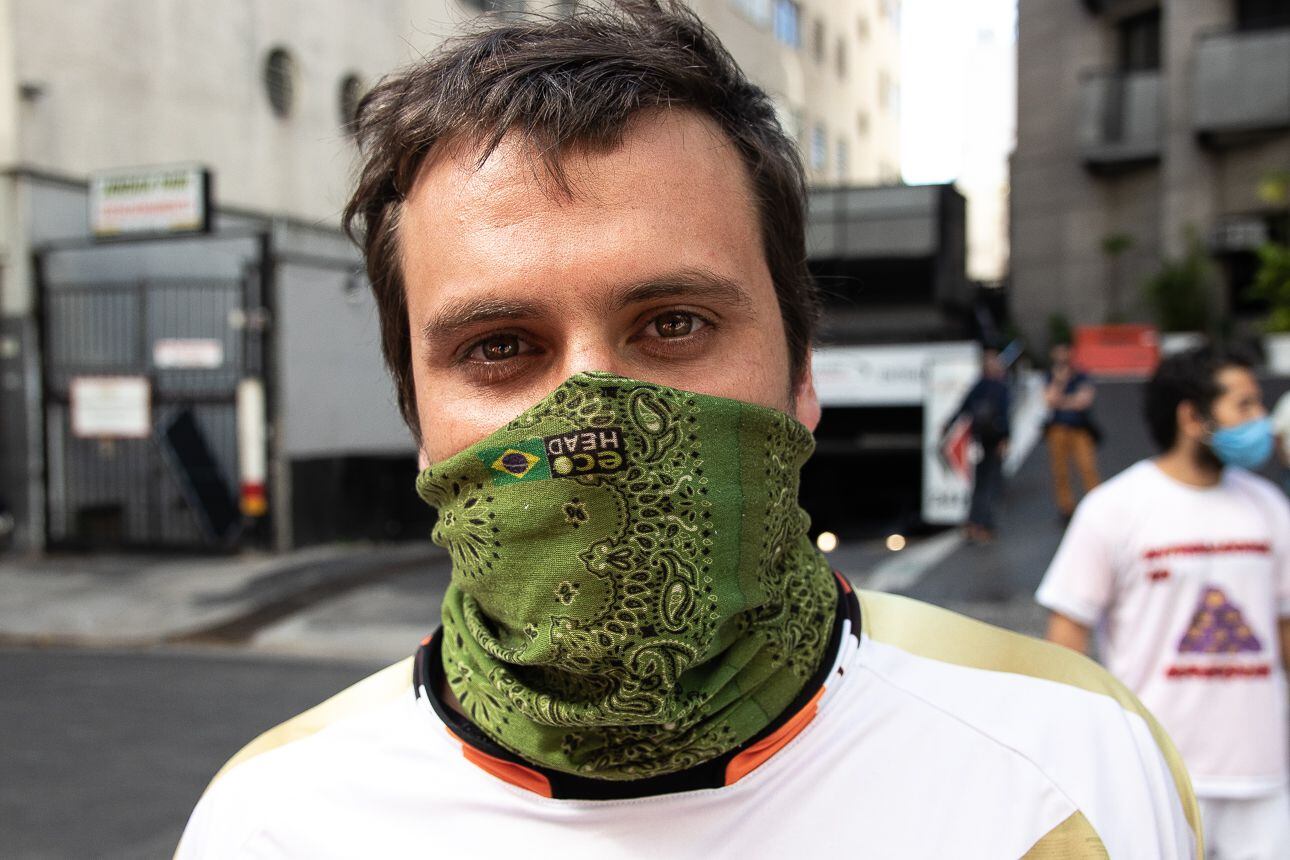 Renato Assad, 27 anos. Motoentregador durante breque dos apps, em São Paulo.