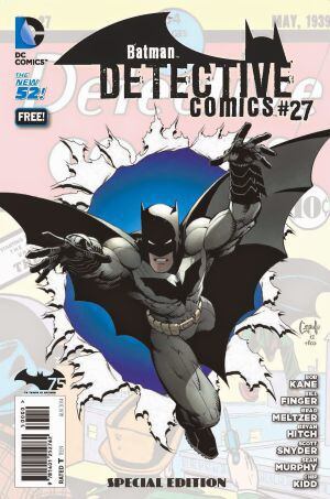 O novo número de 'Detective comics #27', que comemora o 75º aniversário de Batman e contém pela primeira vez a assinatura de Bill Finger.