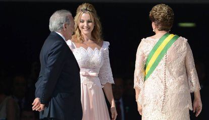 Temer, sua mulher, Marcela, e Dilma na posse presidencial de 2015.