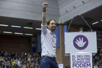 Pablo Iglesias, candidato à presidência por Podemos em Barcelona, em dezembro.