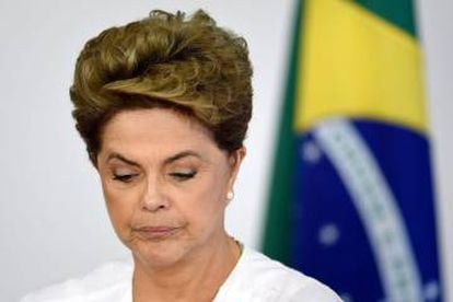 A presidenta Dilma Rousseff, nesta sexta-feira, quando começou o debate na Câmara sobre o impeachment.