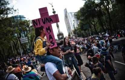 Uma manifestação contra a violência machista na Cidade do México.