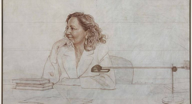 Isabel Polanco em um retrato do pintor Hernán Cortés.