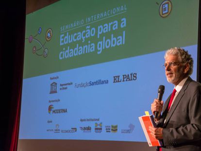 Cesar Callegari, conselheiro do CNE, durante evento de educação na última quinta.
