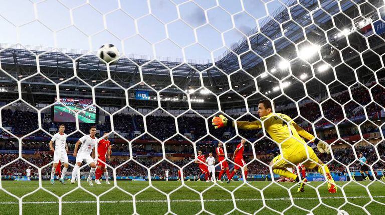 Soccer Football - World Cup - Group E - Serbia vs Switzerland - Kaliningrad Stadium, Kaliningrad, Russia - June 22, 2018 Switzerland's Granit Xhaka scores their first goal REUTERS/Gonzalo Fuentes