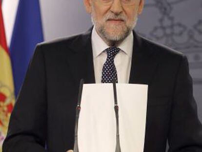 Mariano Rajoy, nesta terça-feira, durante pronunciamento depoisdo anúncio da pretensão de se criar o Estado catalão.