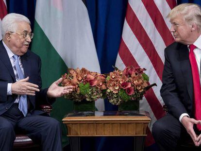 O presidente palestino com o norte-americano Donald Trump