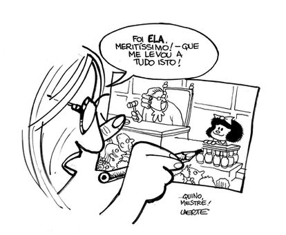 Homenagem a Quino feita pela cartunista Laerte em 2014.
