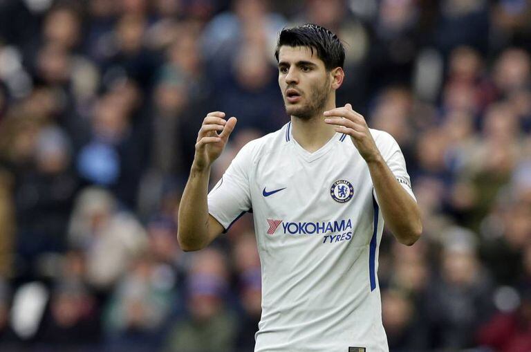 Morata, no último duelo do Chelsea contra o West Ham no Campeonato Inglês.