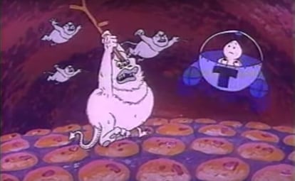 Zé Gotinha enfrenta o vilão Monstro da Perna de Pau em desenho animado sobre a poliomielite.