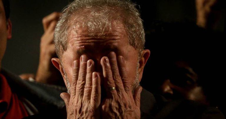 Lula durante evento após seu depoimento.