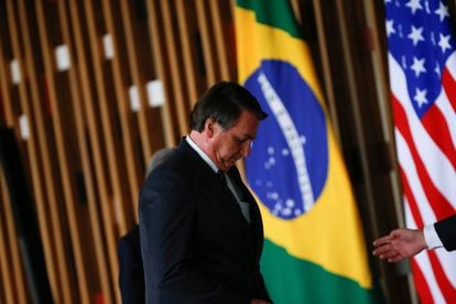 O presidente Jair Bolsonaro em evento no Itamaraty para receber o então conselheiro de Segurança Nacional dos EUA, Robert O'Brien, em novembro de 2020.