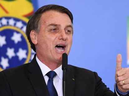 O presidente Bolsonaro durante evento de assinatura do decreto.