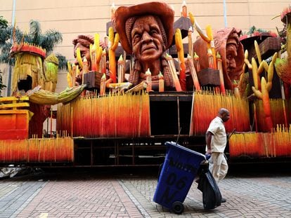 A cidade do samba, no Rio de Janeiro, vazia devido à pandemia.