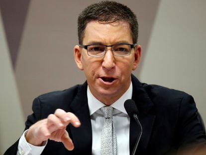 O jornalista Glenn Greenwald fala durante audiência na Câmara dos Deputados, no dia 11 de julho.