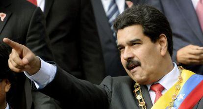 O presidente da Venezuela, Nicolás Maduro durante um ato nesta terça-feira.