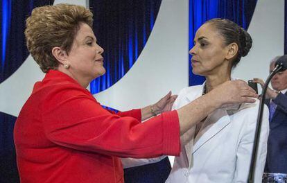 Dilma e Marina no debate desta segunda.