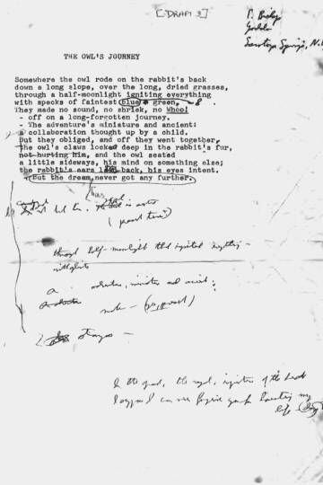 Anotações que mostram o rigor com que Bishop tratava seus poemas.