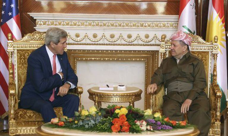 John Kerry e Masud Barzani, em Erbil.