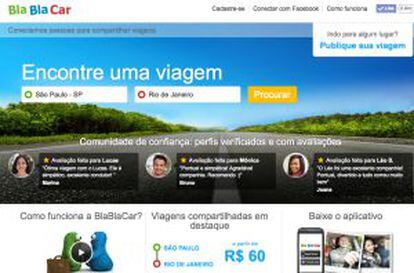 Página do BlaBlaCar no Brasil.