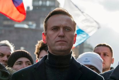 Alexei Navalny em fevereiro, em Moscou, durante cerimônia do aniversário da morte do também opositor russo Boris Nemtsov.