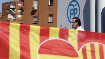 O presidente do Governo Espanhol, Mariano Rajoy, no domingo anterior à eleição na Catalunha.