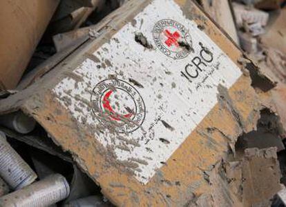 Medicamentos destruídos no bombardeio da segunda-feira.