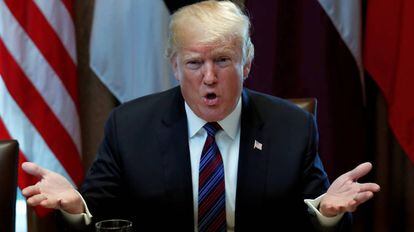Trump em reunião com líderes bálticos na Casa Branca, na terça-feira