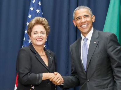 Dilma e Obama antes da reunião bilateral.