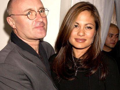 Phil Collins com Orianne quando ainda eram um casal feliz.