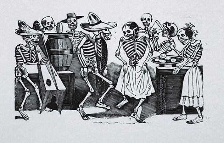 Obra 'El Jarabe en Ultratumba', de José Guadalupe Posada.