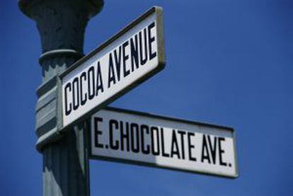 Cruzamento das avenidas do Cacau e do Chocolate em Hershey, Pensilvânia (EUA).
