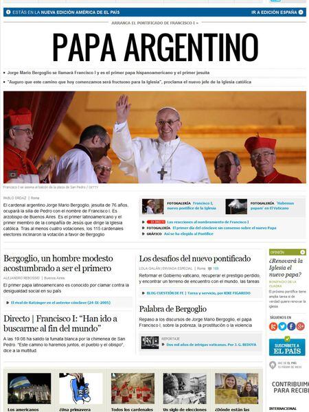 Nasce a edição América do EL PAÍS em 13 de março de 2013.