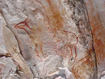 Pinturas rupestres de sítios arqueológicos da área e do entorno de onde foi feita a gravação da minissérie 'Rei Davi' da Record