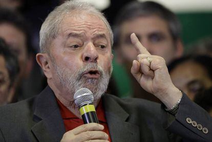 Lula durante pronunciamento em S&atilde;o Paulo na quinta-feira.