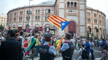 Ato de campanha a favor do referendo sobre a independência na Tarraco Arena, em Tarragona