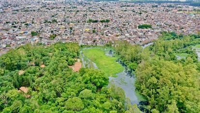Vista aérea do Jardim Pantanal, em São Paulo, nesta terça-feira.