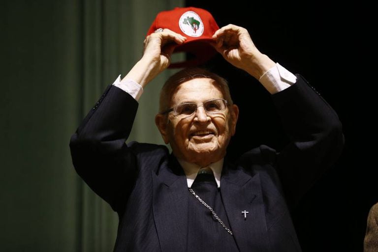 Dom Evaristo Arns na homenagem que recebeu em 24 de outubro deste ano.