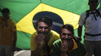 Apoiadores de Jair Bolsonaro no domingo, 9 de setembro, em uma manifestação em Copacabana, Rio de Janeiro.