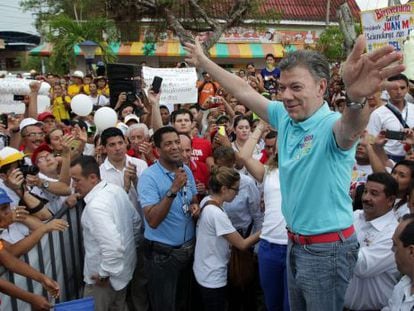 O presidente Juan Manuel Santos, em um ato político.