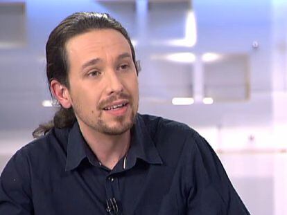 Pablo Iglesias, durante sua entrevista no canal de TV Telecinco.